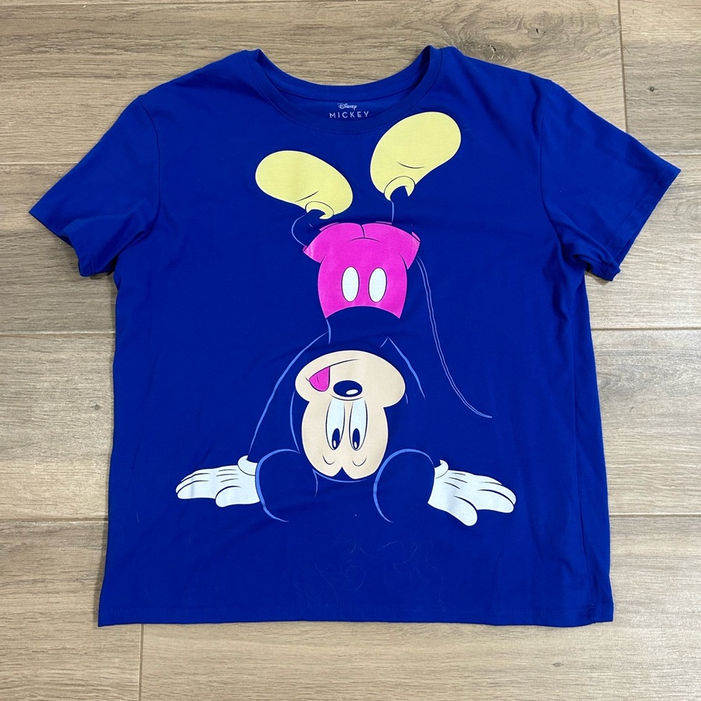 Disney Mickey Mouse Women’s Shirt Royal Blue size XL boxy cut slightly cropped